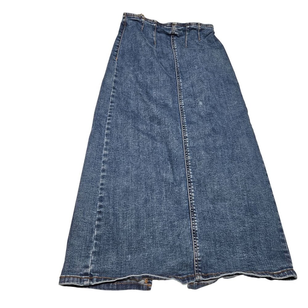 Vintage Stradivarius Maxi Jean Skirt Womens Size 4 Modest Medium Wash Denim